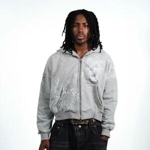 FLOWAR Los Angeles GREY SKULL ZIP UP